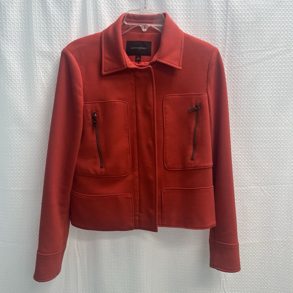 Banana Republic Pumpkin Orange Women's Moto Jacket Size 6 Office Chic Autumn - Picture 1 of 6